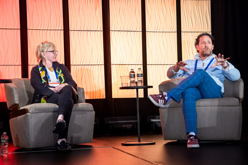 Two people having a discussion at the 2025 Life & Legacy Event Conference